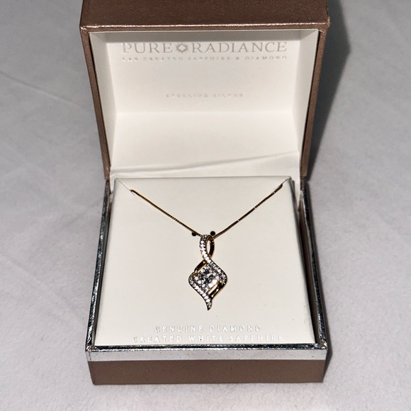 Pure Radiance Lab-Created White Sapphire & Diamond Accent Pendant Necklace - Picture 4 of 4